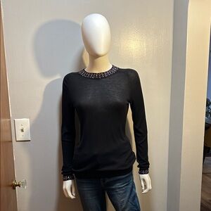 H&M Black Top with Embellished Neckline